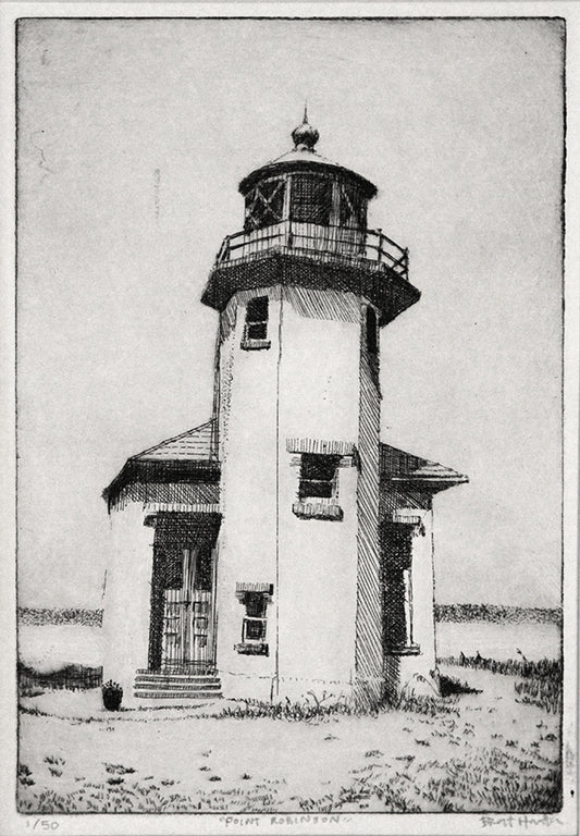 Lighthouse copper plate etching